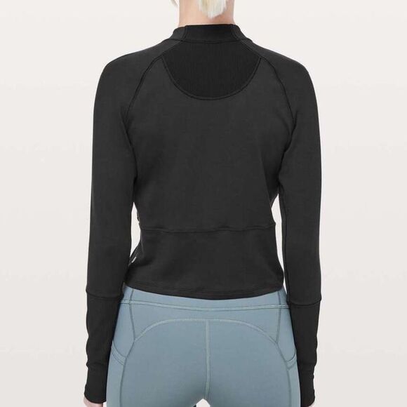 Lululemon It’s Rulu Black 3/4 Zip Long Sleeve Top Slim Fit Cropped Fits Like 10 - Picture 2 of 7